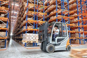 Forklift in Warehouse