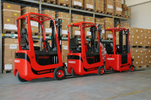 narrow aisle forklift at work