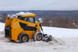 Forklift in snow action